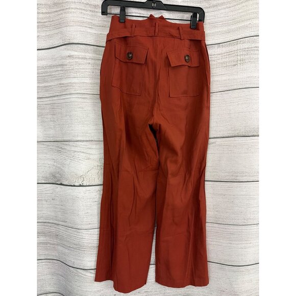 NWT Moon River Rust High-Waisted Wide-Leg Pants With Belt Size S - Picture 2 of 3